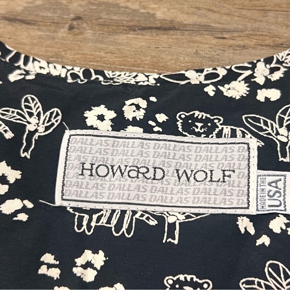 Vintage Howard Wolf Dallas Sleeveless Blouse Vest Black Monochrome Floral Prints - Picture 11 of 13